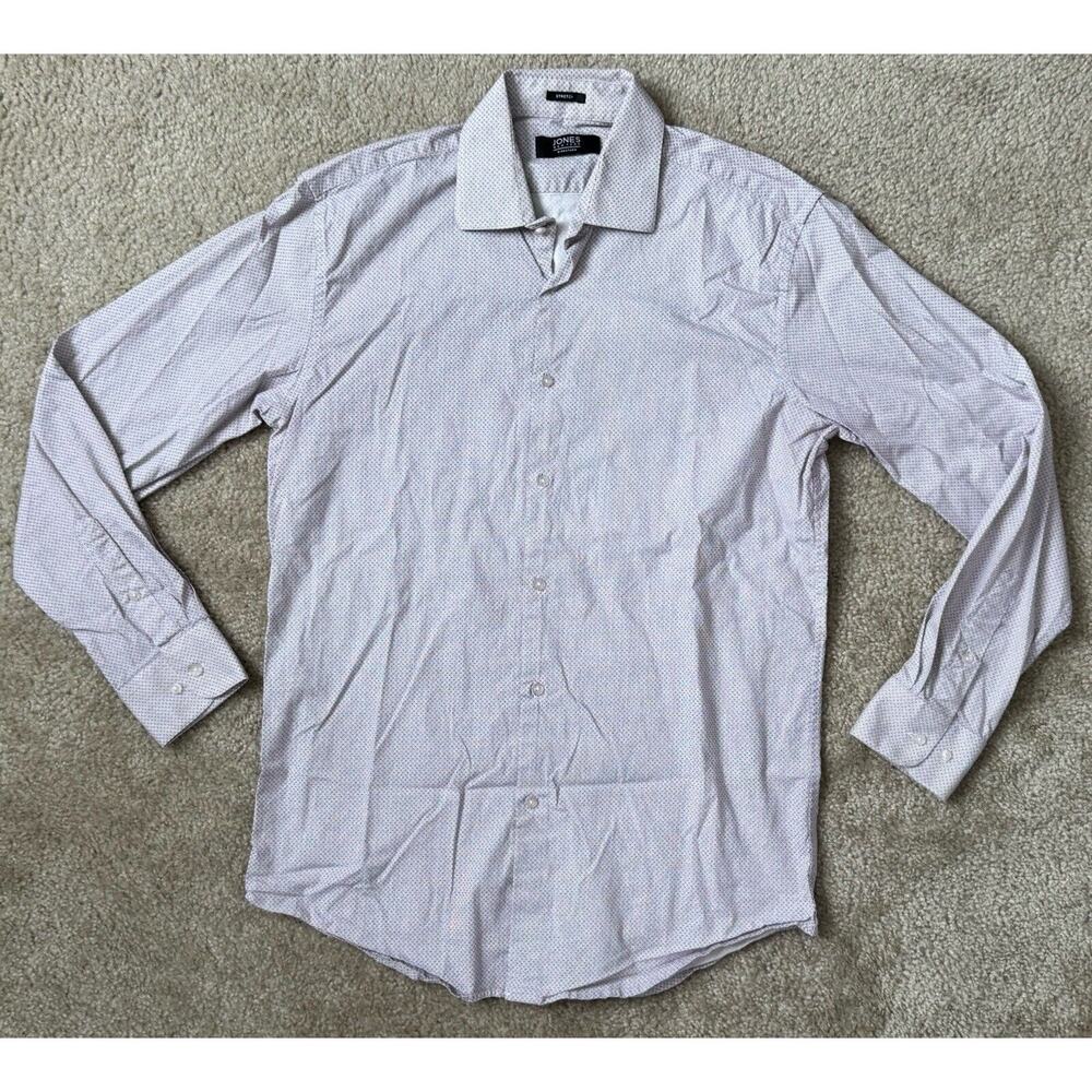 Jones New York Signature Stretch Men's M 34/30 Button Up Shirt Neck 15”-15.5”